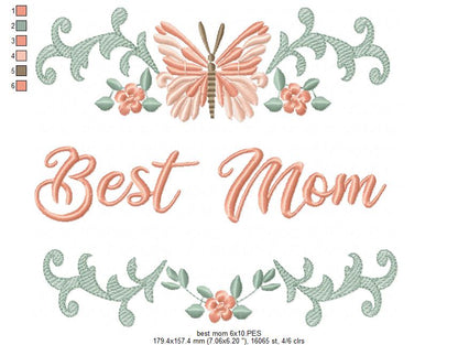 Best Mom - Fill Stitch - Machine Embroidery Design