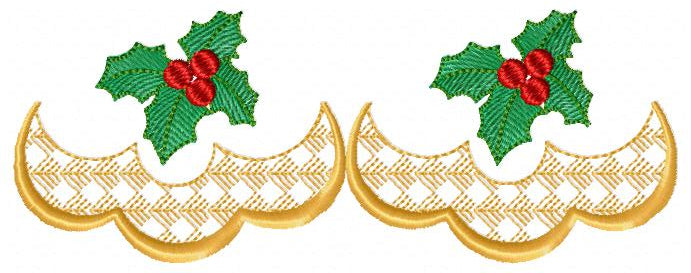 Christmas Mistletoe Border - Fill Stitch Embrodiery