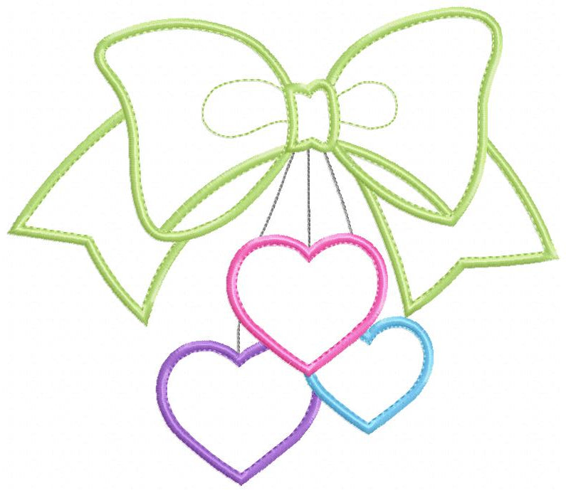 Sweet Bow with Hearts – Appliqué – Machine Embroidery Design