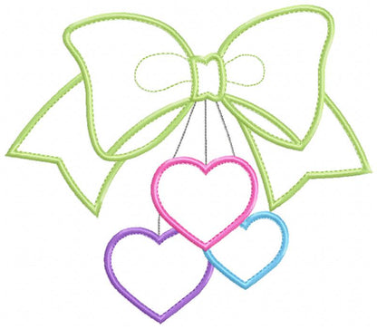 Sweet Bow with Hearts – Appliqué – Machine Embroidery Design