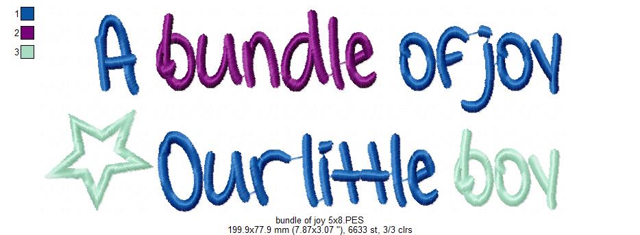 A Bundle of Joy Our Little Boy – Satin Stitch – Machine Embroidery Design