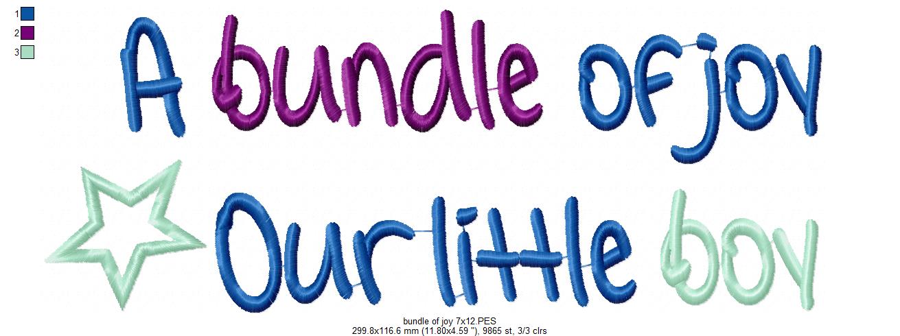 A Bundle of Joy Our Little Boy – Satin Stitch – Machine Embroidery Design