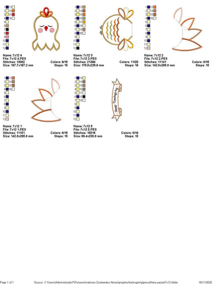 Turkey Thanksgiving Ornament - ITH Project - Machine Embroidery Design