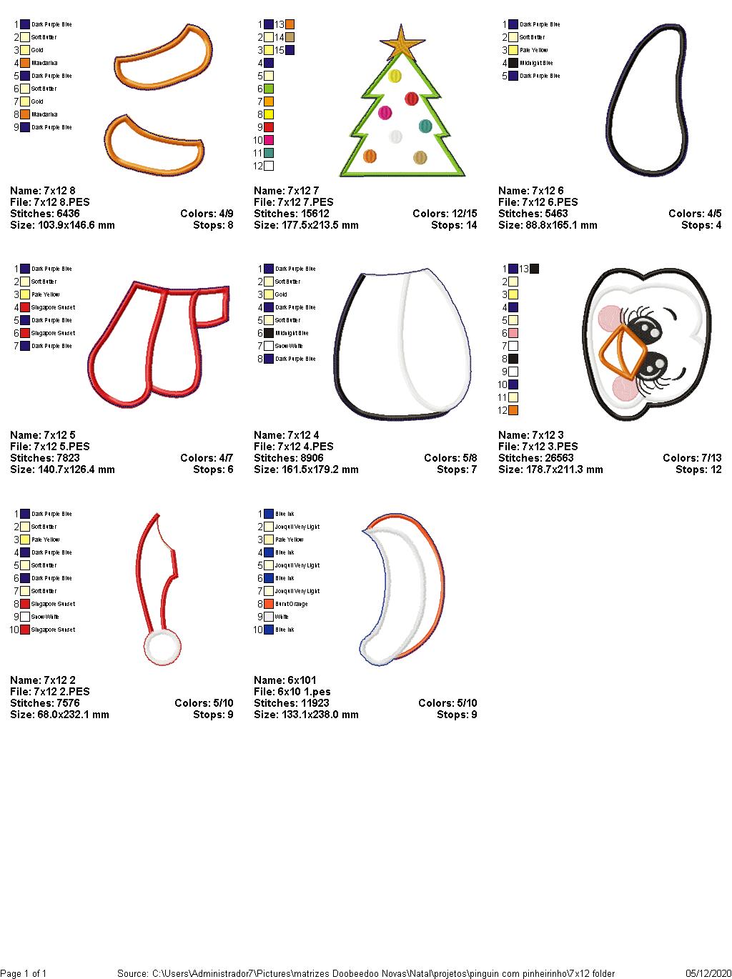 Christmas Penguin Vase Ornament - ITH Project - Machine Embroidery Design