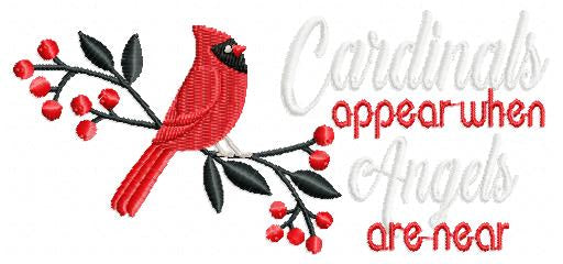 Cardinals Appear when Angels are Near - Fill Stitch - Machine Embroidery Design