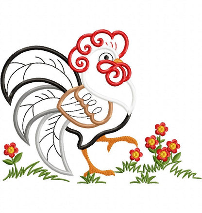 Rooster - Applique Machine Embroidery Design