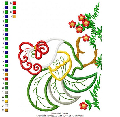 Rooster - Applique Machine Embroidery Design