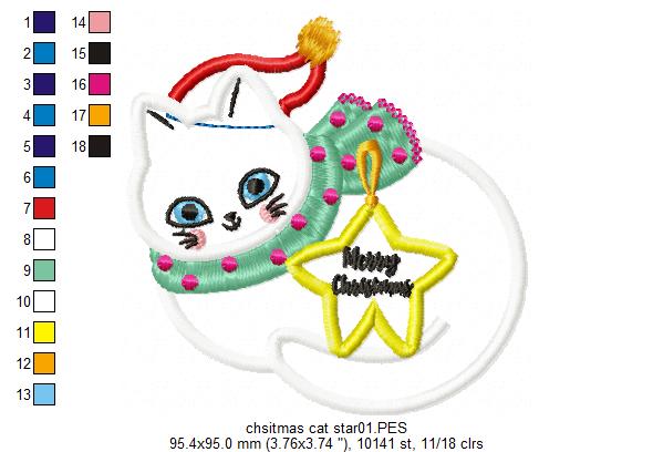Christmas Cat Smile - Applique
