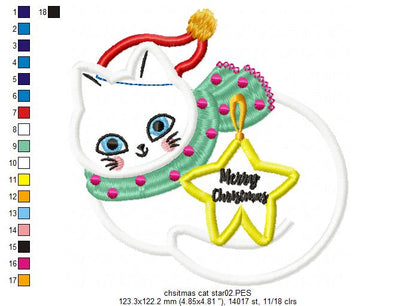 Christmas Cat Smile - Applique