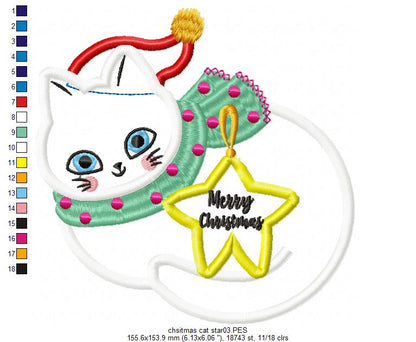 Christmas Cat Smile - Applique