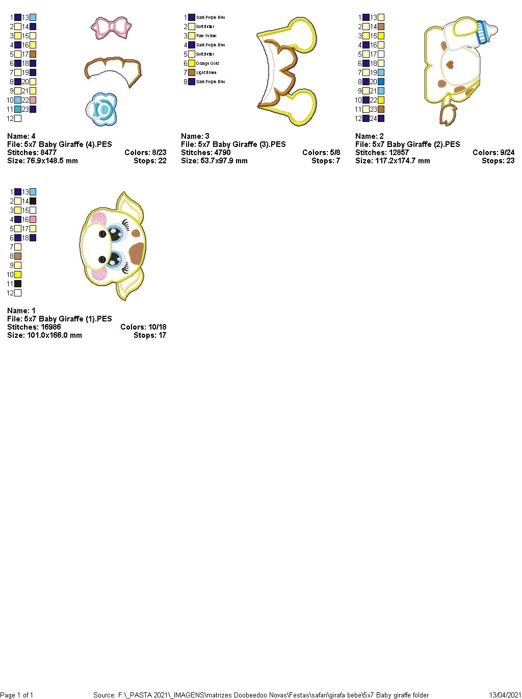 Baby Giraffe Boy and Girl Ornament - ITH Project - Machine Embroidery Design