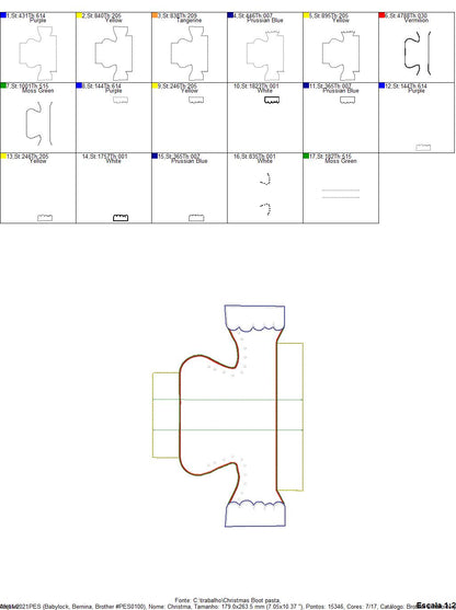 Christmas Boot Basket - ITH Project - Machine Embroidery Design