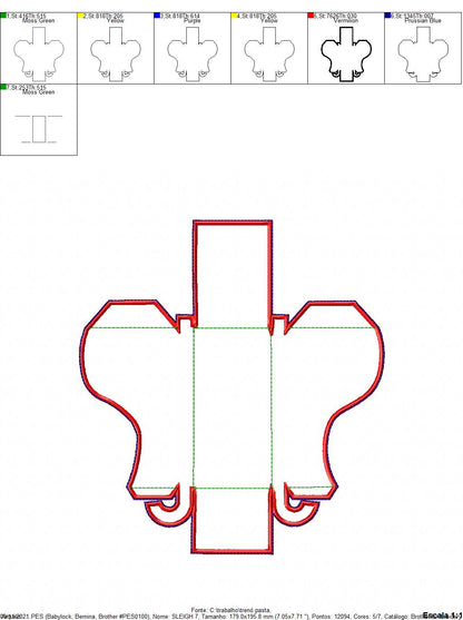 Christmas Sleigh Basket for Candies - ITH Project - Machine Embroidery Design