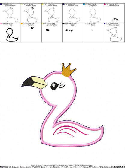 Flamingo Wreath - ITH Project - Machine Embroidery Design