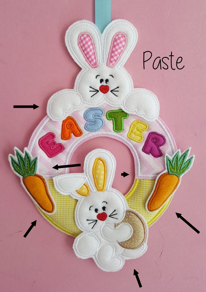 Easter Bunnies Wreath - ITH Project - Machine Embroidery Design