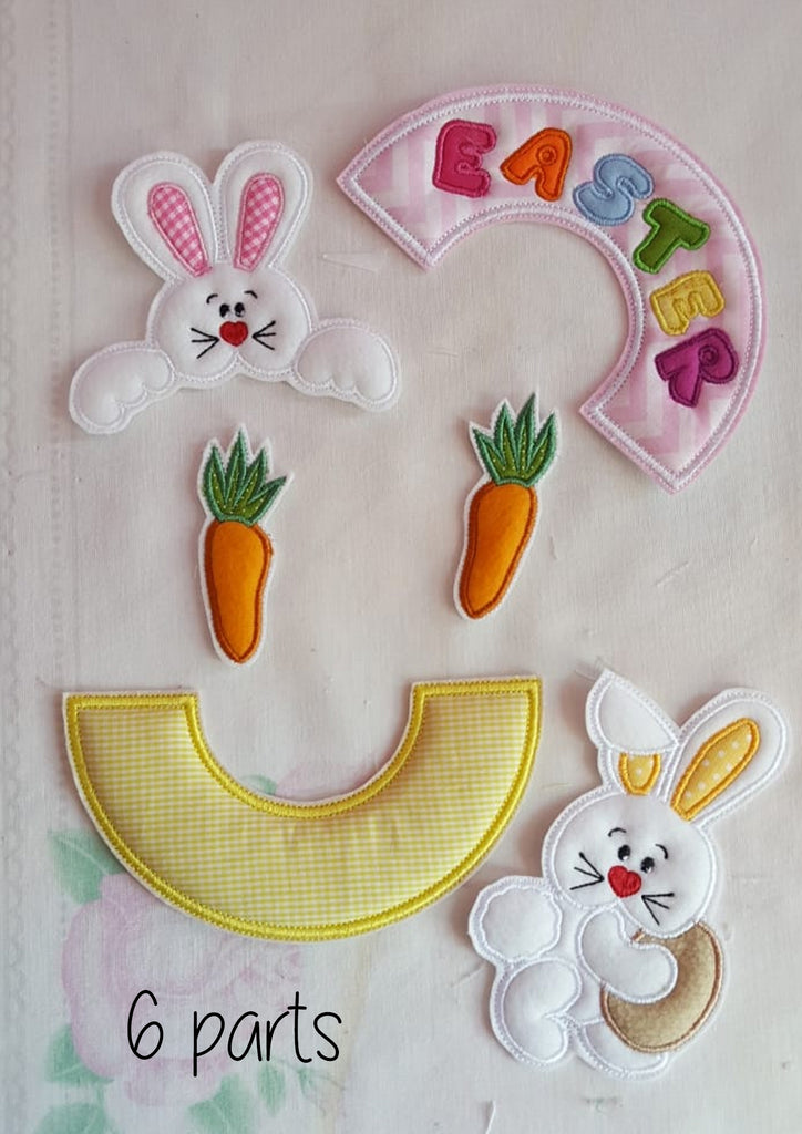 Easter Bunnies Wreath - ITH Project - Machine Embroidery Design