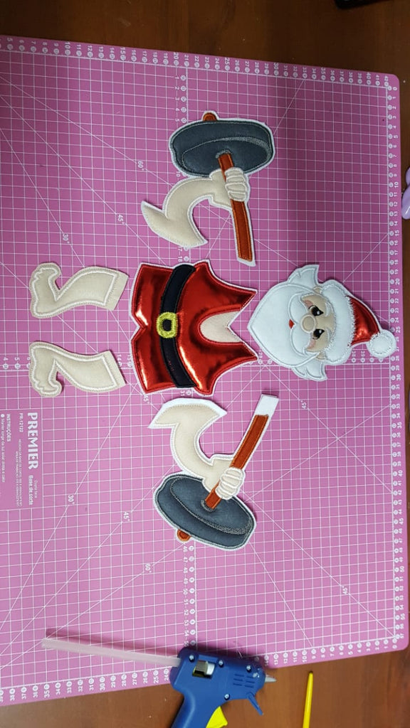 Santa Claus Lifting Weight Ornament - ITH Project - Machine Embroidery Design