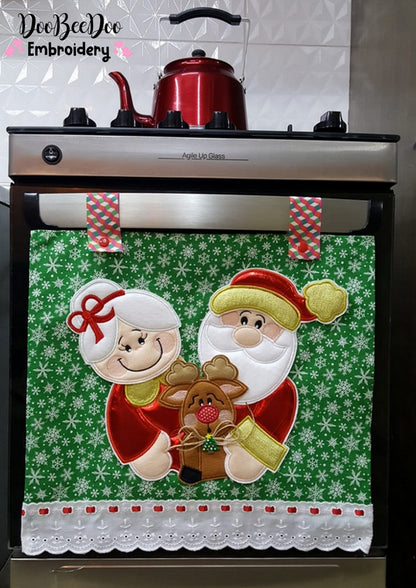 Mr. and Mrs. Claus Holding a Reindeer Ornament - ITH Project - Machine Embroidery Design