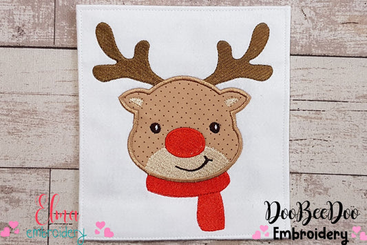 Christmas Rudolph Reindeer Smiling - Applique - Machine Embroidery Design