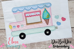 Summer Ice Cream Truck - Applique - Machine Embroidery Design