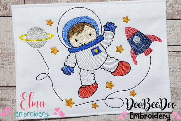 Astronaut in Space Boy - Fill Stitch - Machine Embroidery Design