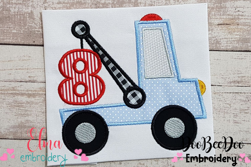 Tow Truck Birthday Number 8 Eight 8th Birthday - Applique