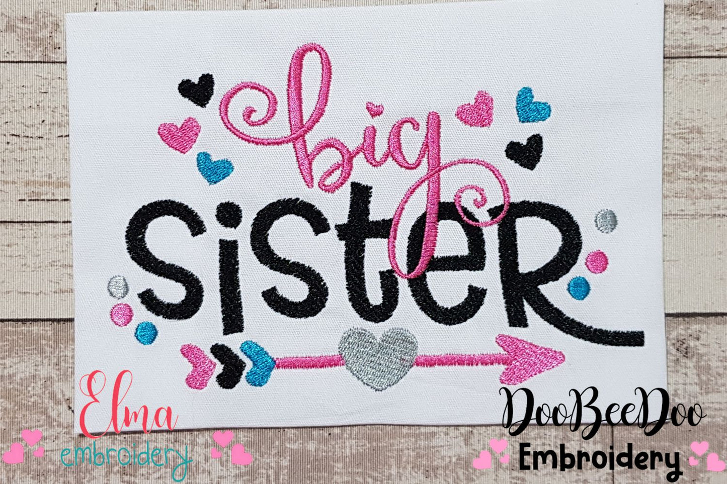 Big Sister Arrow and Hearts - Fill Stitch