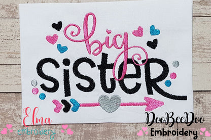 Big Sister Arrow and Hearts - Fill Stitch