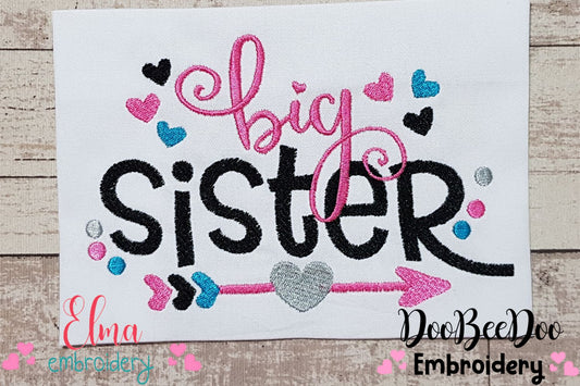 Big Sister Arrow and Hearts - Fill Stitch
