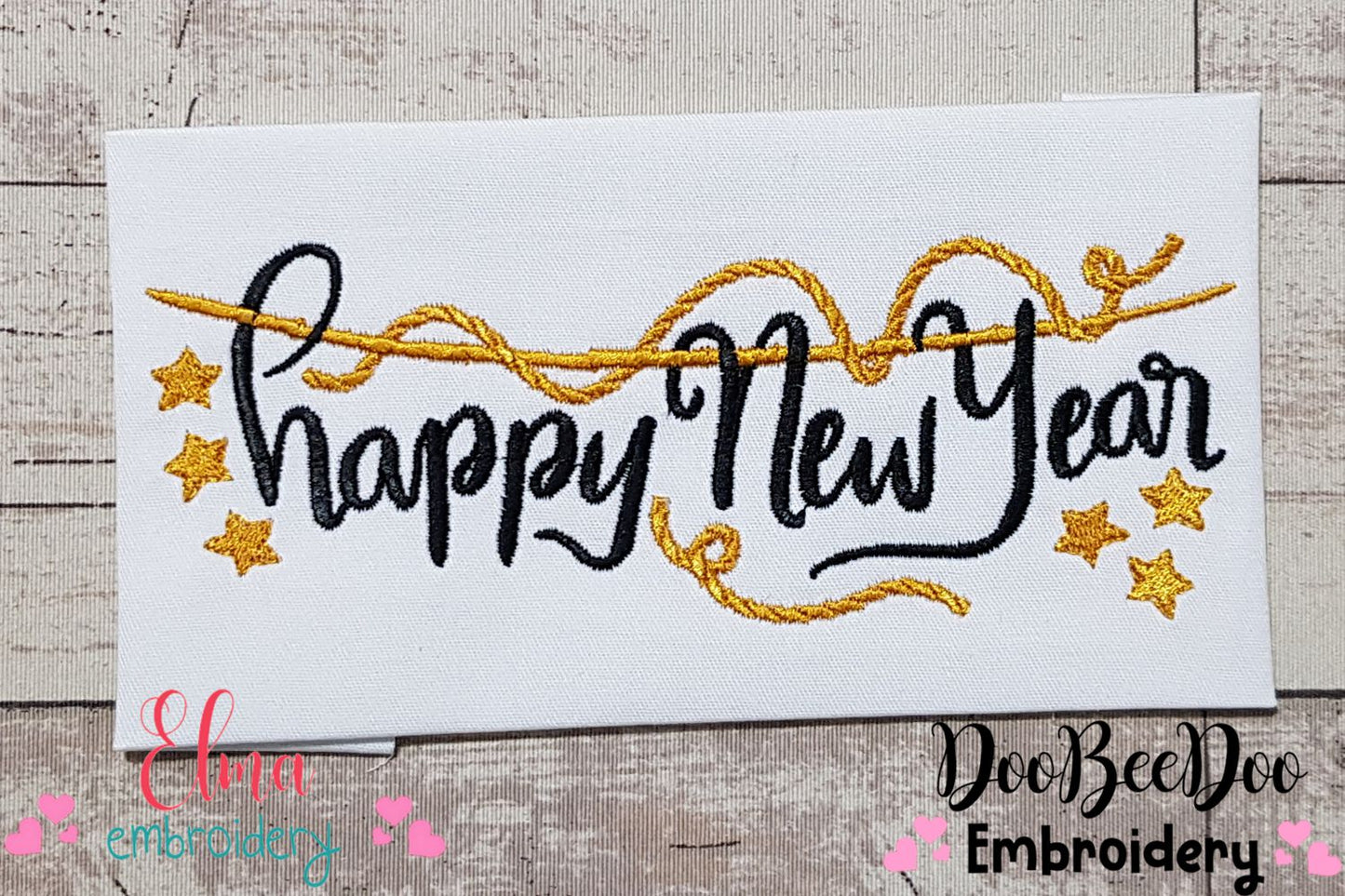 Happy New Year Rope - Fill Stitch - Machine Embroidery Design
