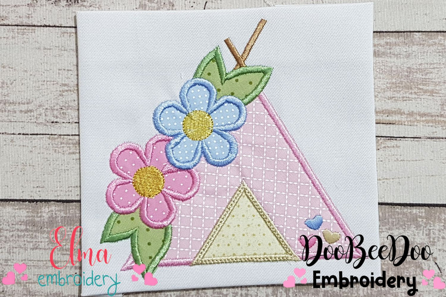 Tee Pee with Flowers - Applique