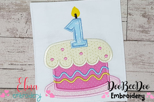 Birthday Cake Candle Number 1 - Applique Embroidery