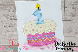 Birthday Cake Candle Number 1 - Applique Embroidery