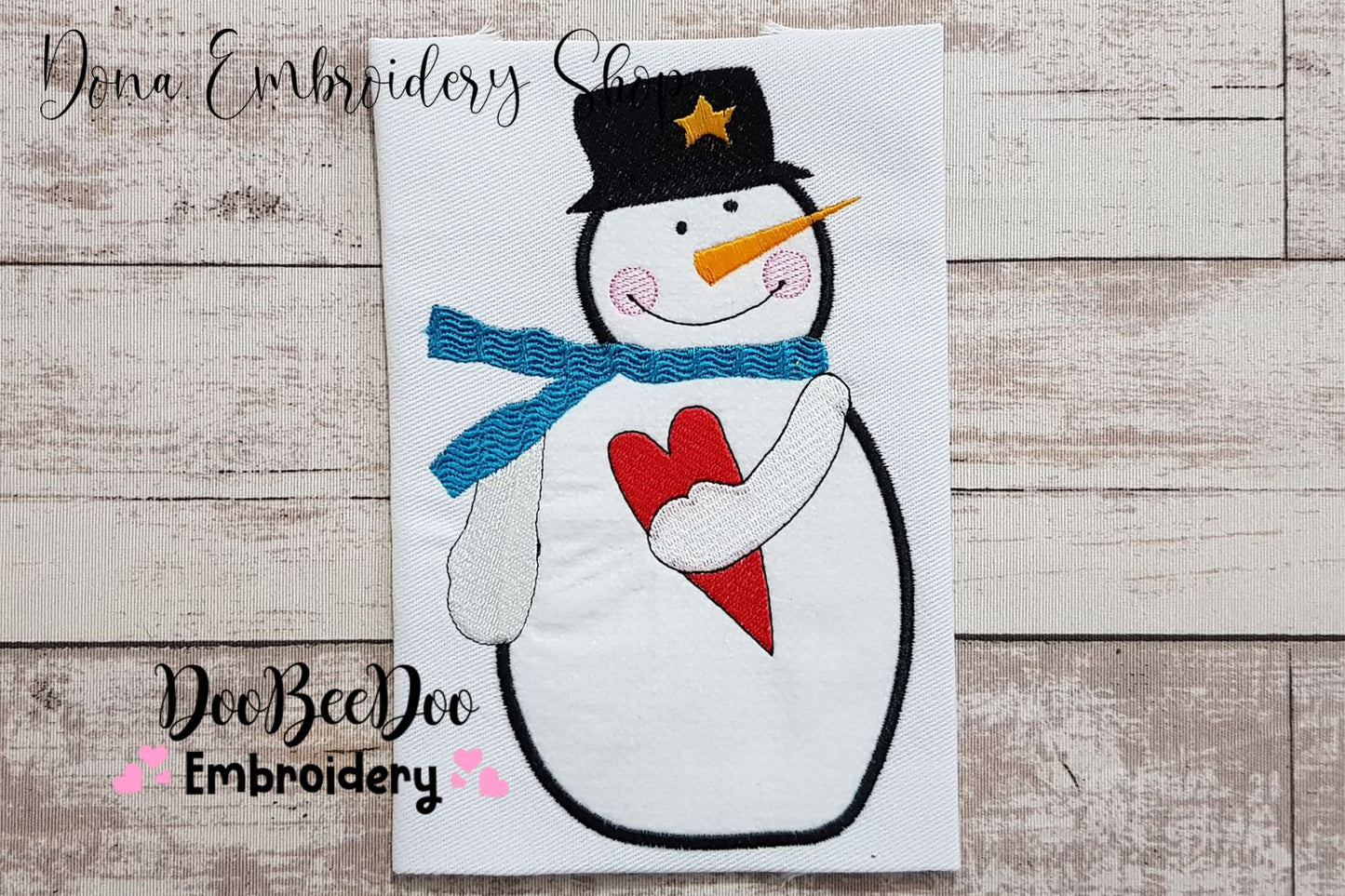 Snowman Holding a Heart - Applique