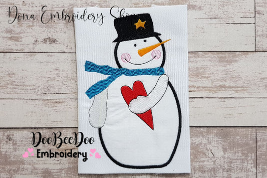 Snowman Holding a Heart - Applique