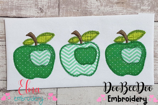 Three Green Apples - ZigZag Applique