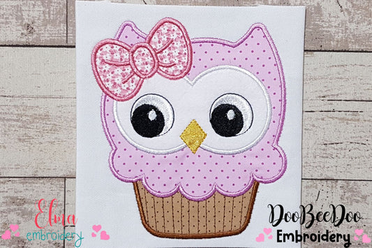 Cupcake Owl - Applique - Machine Embroidery Design