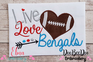 Football Live Love Bengals - Applique