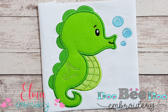 Seahorse - Applique - Machine Embroidery Design