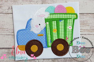 Bunny Driving a Easter Eggs Truck - Applique