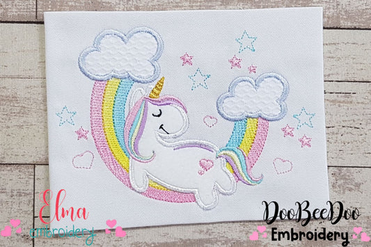 Unicorn, Rainbow and Clouds 2 - Applique