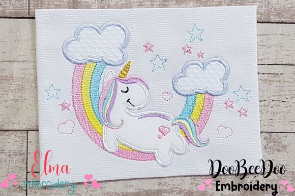 Unicorn, Rainbow and Clouds - Applique