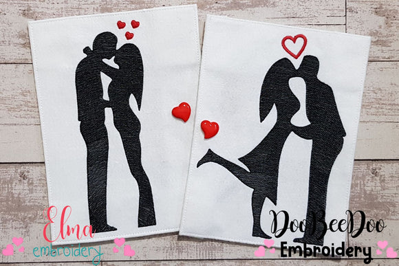 Valentine's Couple Love Kissing - Rippled - Set of 2 designs