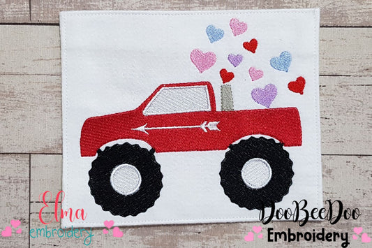 Valentines Monster Truck - Fill Stitch