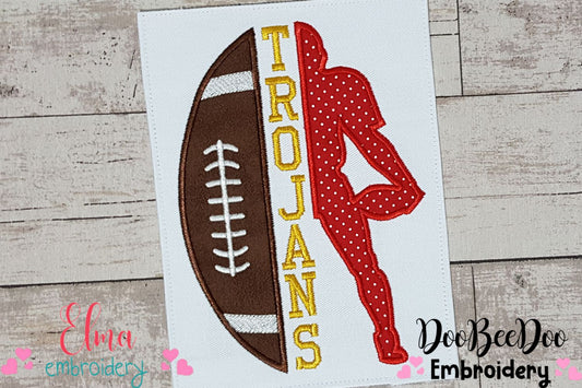 Football Trojans Player and Ball - Applique