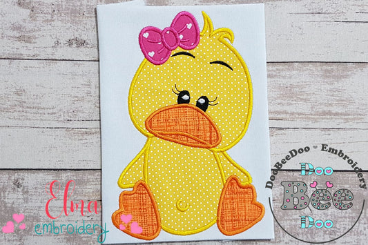 Cute Little Duck Girl - Applique - Machine Embroidery Design
