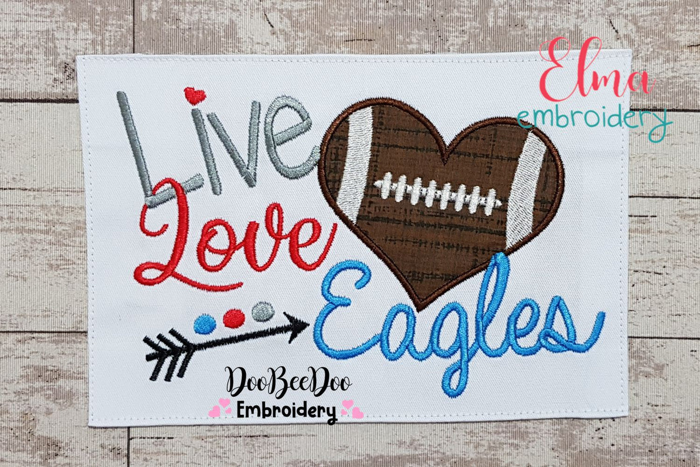 Football Live Love Eagles - Applique