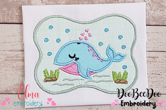 Cute Whale Frame - Applique