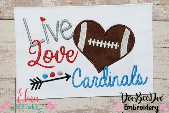 Football Live Love Cardinals - Applique
