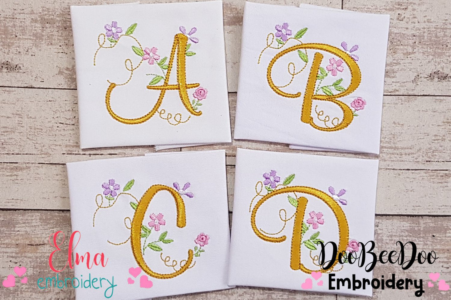 Delicate Floral Alphabet - Fill Stitch